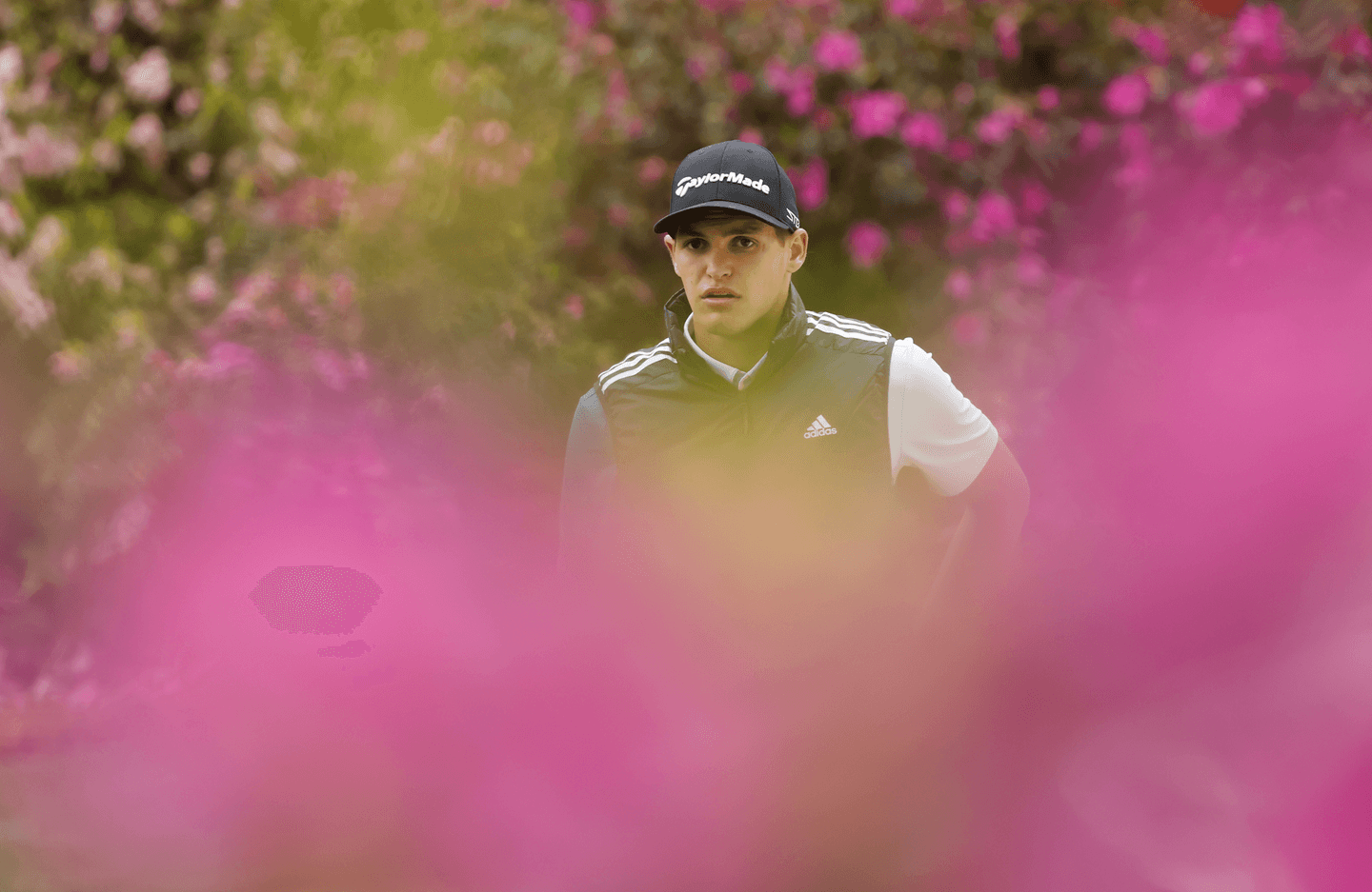 Amateur Aaron Jarvis of Cayman Islands prepares to putt on the No. 13 green during the second round of the Masters at Augusta National Golf Club, Friday, April 8, 2022.